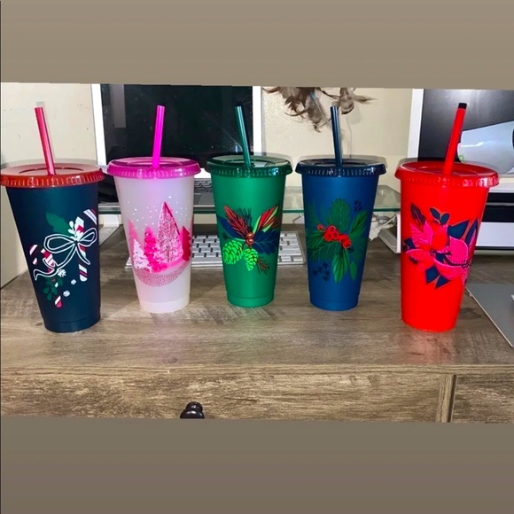 NWT Starbucks 2021 Holiday Reusable Cold Cups Set - Picture 2 of 4